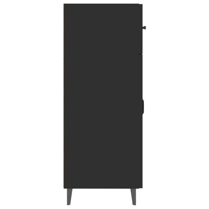 Dressoir – Opbergkast – Ladekast – Buffetkast – Woonkamerkast – Mat Zwart – MDF & Houtfineer – 69,5x34x90 cm – Modern Design – Veel Opbergruimte