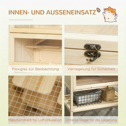 Hamsterkooi – Knaagdierskooi – Kleine Dierenkooi – Houten Kooi – Rodent Kooi – Vijf Niveaus Met Trappen – Groot Formaat 60x40x120 cm