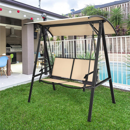 Tuinschommel – Schommelstoel – Tuinbank – Patio Schommel – Buitenschommel – Verstelbaar Dak – Stabiel Metalen Frame – 2-Persoons Zitplaats 101x49 cm