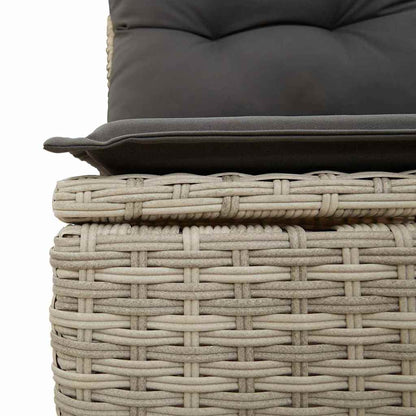 Modulaire Loungeset – Tuinset – Buitenbank – Loungesofa – Zithoek Buiten – Lichtgrijs – Kunststof Rattan – Waterafstotende Kussens – Verstelbare Poten