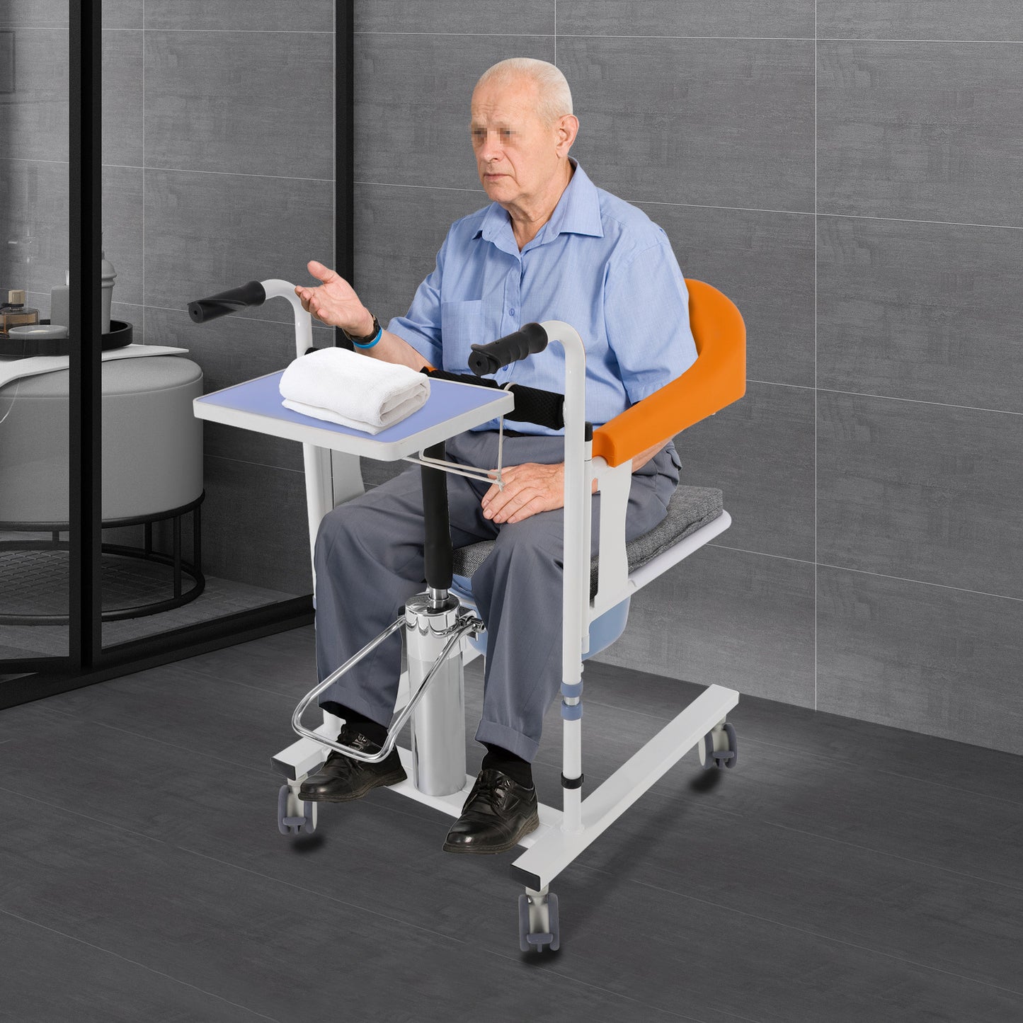 Stoelverhoger – Zitverhoger – Booster Seat – Verhoogkussen – Zitkussen – Compact – Transparant Acryl – Zonder Elektriciteit – Oranje Variant