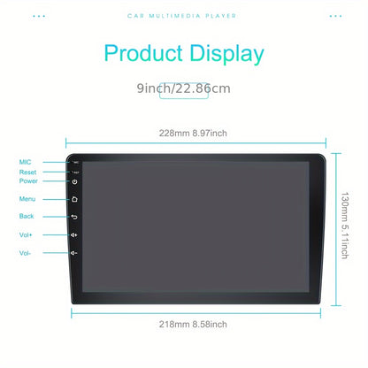 2 DIN Android Autoradio – Multimedia Speler – Navigatiesysteem – Touchscreen Radio – Bluetooth Radio – 9 Inch Display – Draadloze CarPlay & GPS – Met Camera & Microfoon