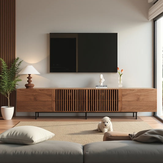 Tv Meubel – Tv Kast – Tv Lowboard – Tv Dressoir – Tv Cabinet – 240 cm Breed – Walnoot Houten Plank