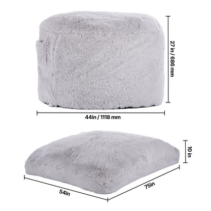 Zitzakbank – Zitzak – Poef – Loungestoel – Slaapstoel – Verstelbaar – Memory Foam Vulling – Wasbare Hoes – Groot Formaat – Grijs