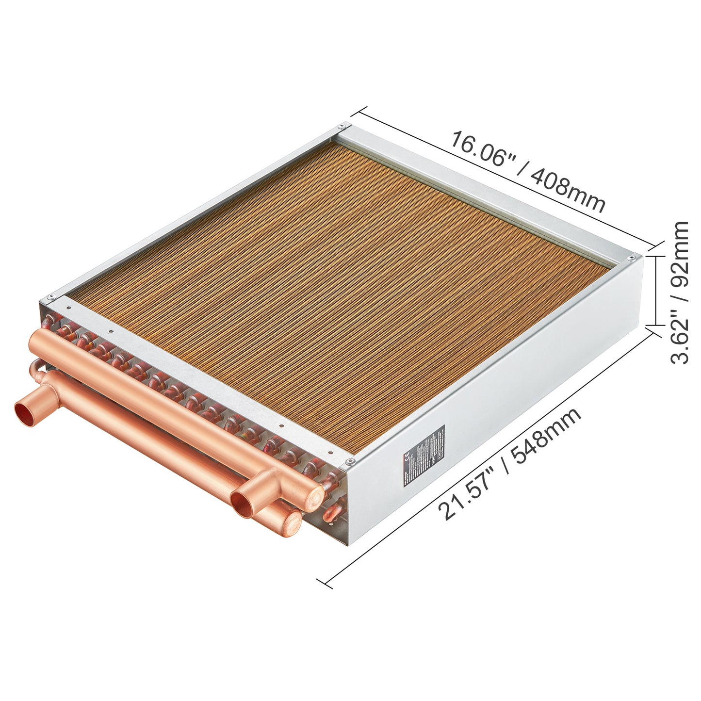 Warmtewisselaar – Warmteoverdrager – Warmtewisselaar Voor Zwembad – Koelwisselaar – Thermische Wisselaar – 16” x 16” Grootte – 3 Rijen 3/8” Koperen Buizen