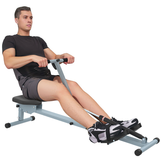 Roeitrainer – Roeimachine – Trainingsapparaat – Fitnessrower – Thuisroeier – Grijs Zwart – Hydraulische Weerstand 12 Niveaus – Stalen Frame Met LCD-Display