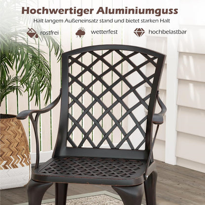 Aluminium Tuinstoelen – Terrasstoelen – Balkonstoelen – Buitenstoelen – Tuinmeubilair – Weerbestendig – Ergonomisch Met Armleuningen – Koper Rood – Set van 2