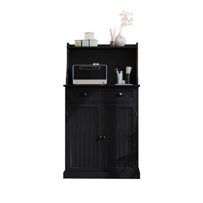 Opbergkast – Kast – Stellingkast – Opbergrek – Opbergmeubel – Dubbele Deuren – Verstelbare Planken – Zwart – Vintage Design – Hout & Vezelplaat – 3,2+ Kubieke Voet