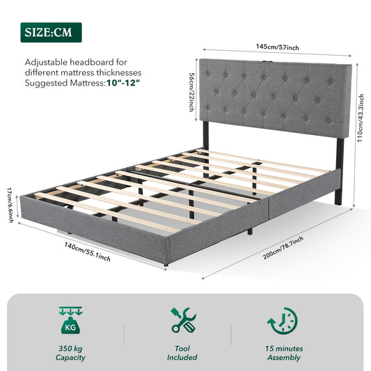 Soft Padded Floating Bed Frame 140*200Cm