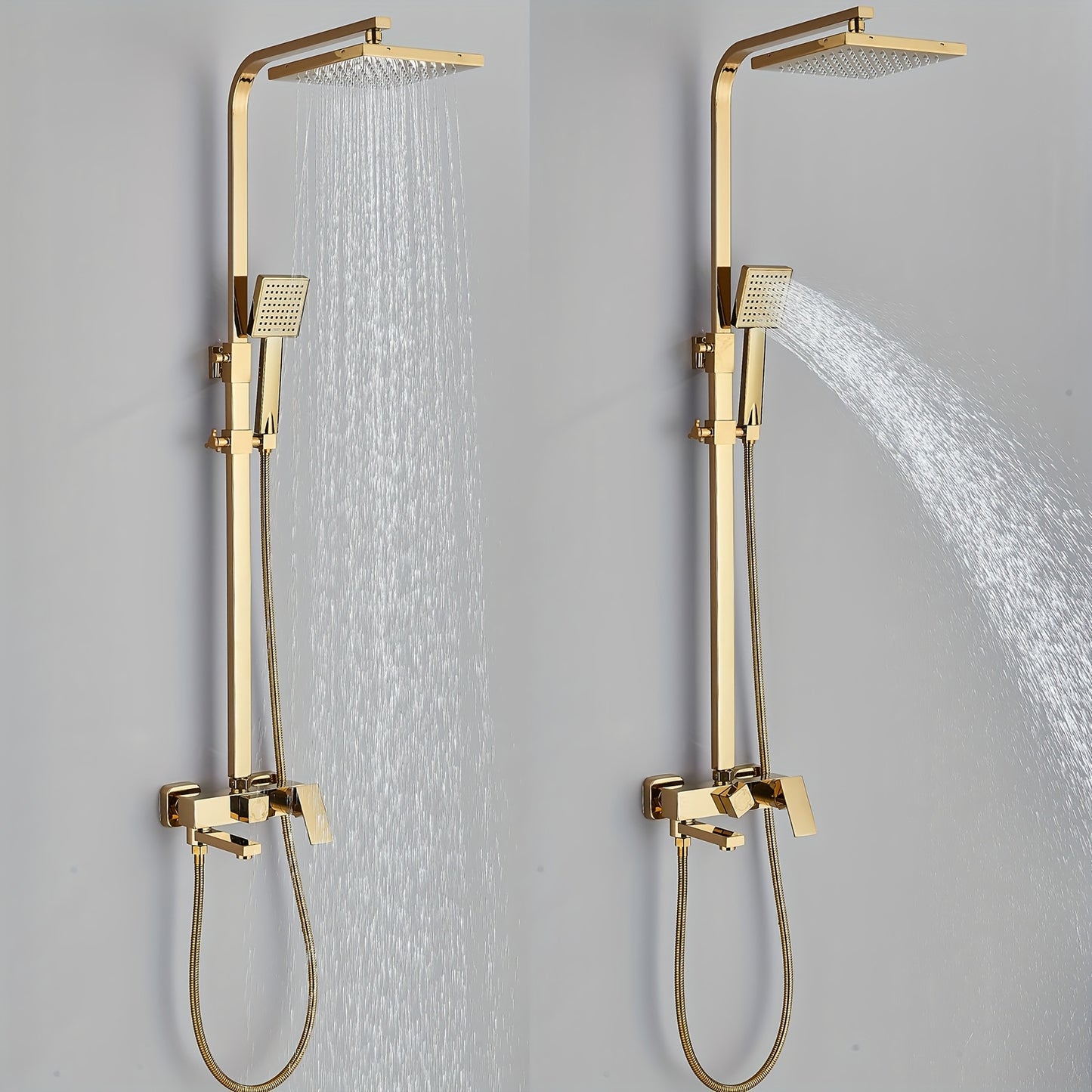 Modern Gouden Douche Systeem – Douche Set – Regendouche – Handdouche – Mengkraan – 20 cm Regenval – Thermostatisch – Wandmontage