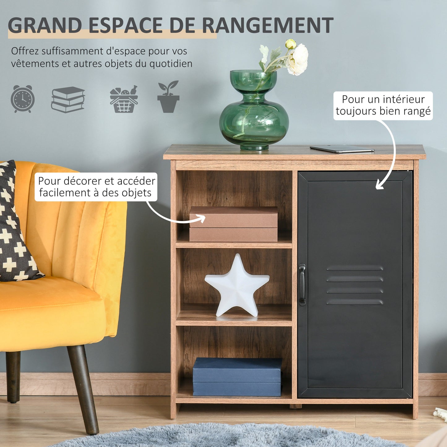Schoenenkast – Schoenenrek – Schoenopberger – Schoenmeubel – Schoenenkastje – Boho Rattan Design – Compact 80x24,5x110 cm – Verstelbare Legplanken