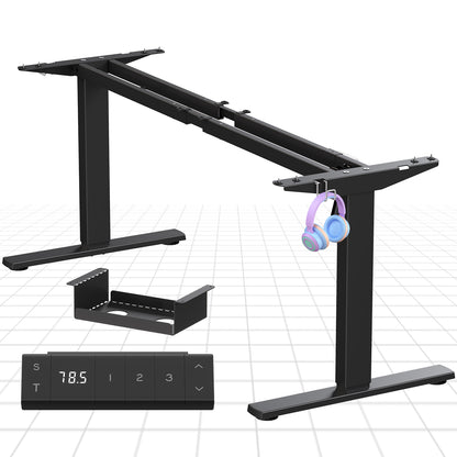 Zit Sta Bureau Frame – Bureau Onderstel – Bureau Poten – Verstelbaar Bureau – Sta Bureau – In Hoogte Verstelbaar 73-122 cm – Lengte Verstelbaar 80-140 cm – Met Stevige Beensteun – Robuust IJzeren Frame