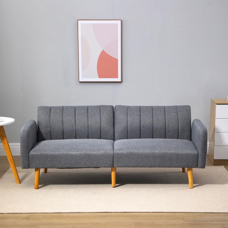 2-zits Slaapbank – Slaapbankje – Bedbank – Sofa Bed – Logeerbank – Rubberhout Frame – Ruimtebesparend Compact Design