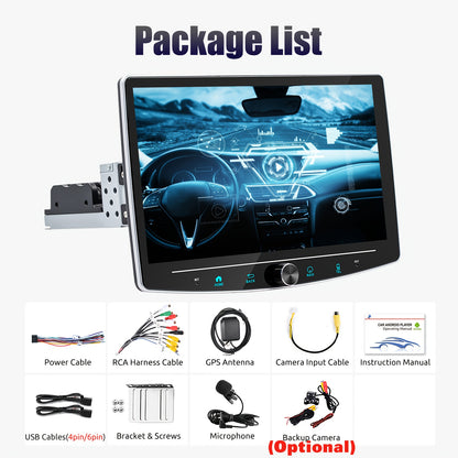 Autoradio – Multimedia Speler – Navigatiesysteem – Car Stereo – Single DIN – 10,1 Inch Draaibaar HD IPS Scherm – Android 14.0 Met 4GB RAM & 64GB Opslag – Draadloos CarPlay & Android Auto