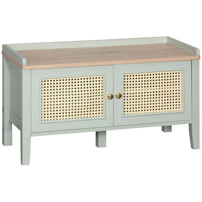 Schoenenbank – Schoenenkast – Opbergbank – Schoenenrek – Halmeubel – Groen Rattan Design – Ruime Opbergruimte – Draagkracht 100 kg