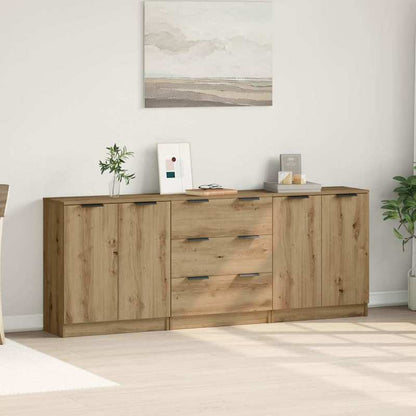 Dressoir – Opbergkast – Ladekast – Buffetkast – Sideboard – Modern Design – Eikenfineer & Spaanplaat – Ruime Opbergruimte ≥68,5 cm Hoog