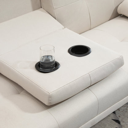 3-zits Slaapbank – Bedbank – Sleeper Sofa – Slaapbankje – Slaapzetel – Scandinavisch Design – Verstelbare Rugleuning in 3 Standen – Stevig Massief Populierenhout – Beige Linnen Bekleding