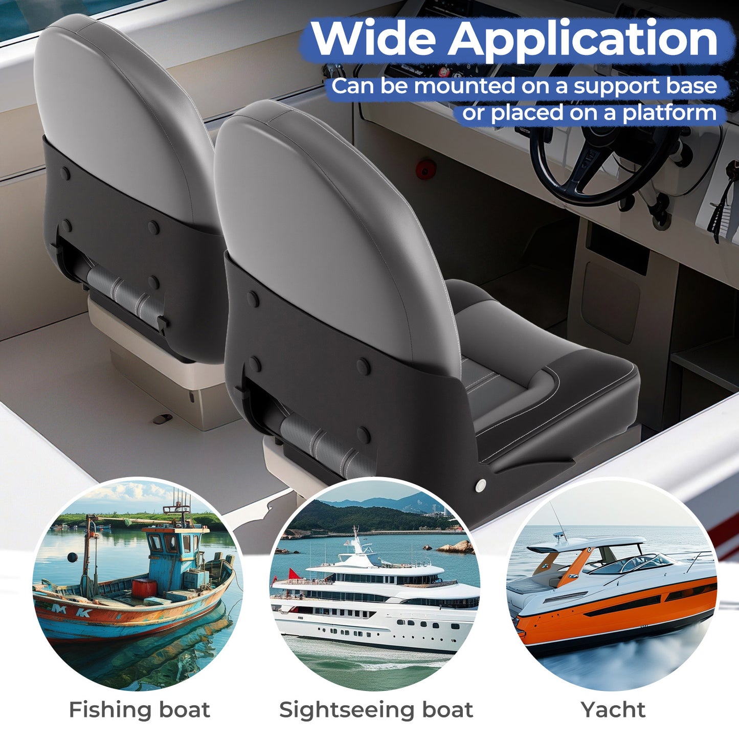 Bootstoelen Set 2 stuks – Vouwbare Hoge Rug Bootstoelen – Kano Stoelen met Rugleuning – Ponton Stoelen – Waterdicht PVC Lederen Kussen – Ergonomisch Design met Dikke Sponsvulling