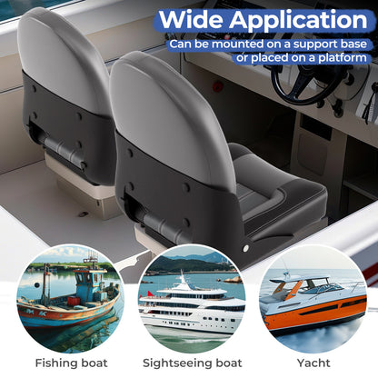 Bootstoelen Set 2 stuks – Vouwbare Hoge Rug Bootstoelen – Kano Stoelen met Rugleuning – Ponton Stoelen – Waterdicht PVC Lederen Kussen – Ergonomisch Design met Dikke Sponsvulling