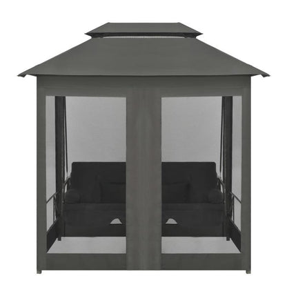 Schommelbank – Schommelstoel – Tuinbank – Schommelbank Met Dak – Swingbank Antraciet – Robuust Stalen Frame – Groot Formaat 220x160x240 cm