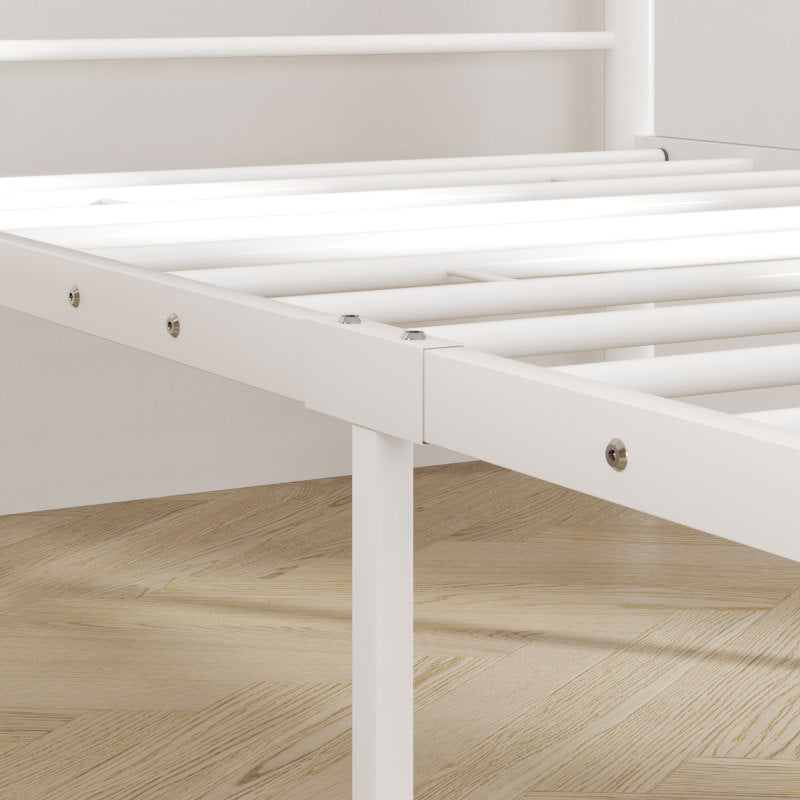 Eenpersoonsbed – Bedframe – Stalen Bed – Opbergbed – Slaapkamerbed – Wit – Stevig Stalen Frame – Ruimtebesparend Met Opbergruimte Onder Bed