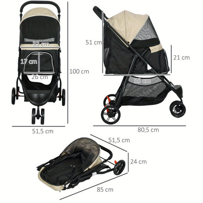 Huisdierwagen – Dierenbuggy – Kattenbuggy – Hondenbuggy – Wandelwagen – Opvouwbaar – Met Regenhoes – Stevig Metalen Frame – Geschikt Tot 10 kg