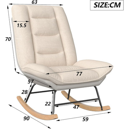 Schommelstoel – Relaxstoel – Ligstoel – Loungestoel – Creme Wit – 12-Posities Verstelbare Rugleuning – Dubbel Laags Technisch Stofontwerp
