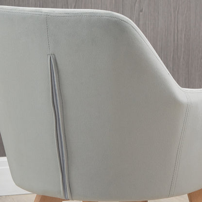 Eetkamerstoel – Stoel – Dinersstoel – Zithoekstoel – Fluwelen Stoel – Set Van 2 – Grijs Met Houten Poten – Ergonomisch Design – Max 120 Kg Draagkracht