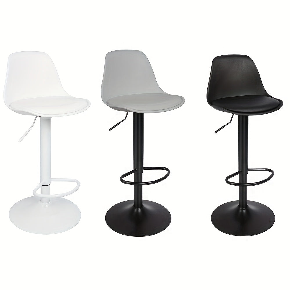 Barstoel – Barkruk – Barstoel Met Rugleuning – Barstoel Met Voetsteun – Set Van 4 – Verstelbare Zithoogte – PU-Leren Bekleding