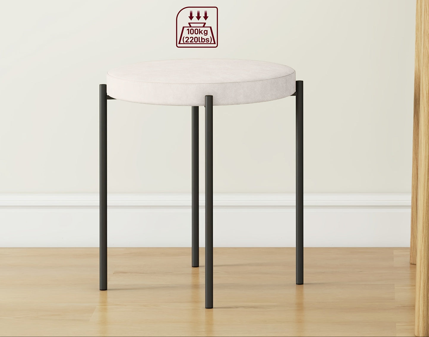 Eetkamerstoelen – Stapelbare Stoelen – Keukenstoelen – Krukken – Zitmeubilair – Set Van 4 Beige – Ruimtebesparend Ontwerp – Stevig Metalen Frame
