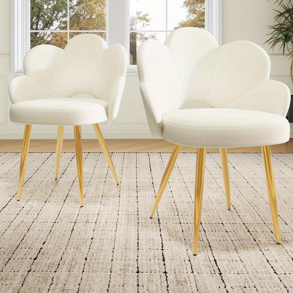 High quality velour fabric (2pcs), dining chair, makeup chair, galvanized gold iron legs, ergonomic chair, chair with floral design, simple lightweight luxury chair with adjustable legs