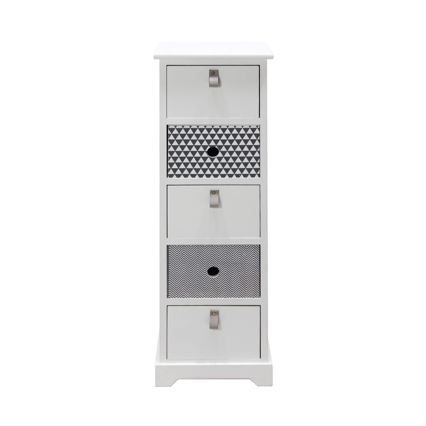 Nachtkastje – Ladekast – Bijzettafel – Opbergkast – Ladekast Smal – 5 Laden – Modern Design – MDF Hout – 93x30x25 cm – Wit Grijs