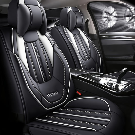 Autostoelhoes – Stoelhoes Auto – Stoelbekleding – Stoelbescherming – Stoelhoezenset – Luxe Kunstleer – Waterdicht Ademend – Inclusief Hoofd- en Lendenkussens