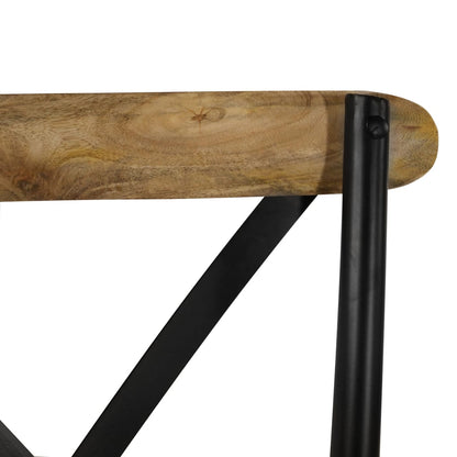 Eettafelstoel – Eetkamerstoel – Stoel – Kuipstoel – Meubel – Massief Mangohout – Zwart Stalen Frame – Handgemaakt – Duurzaam & Stevig