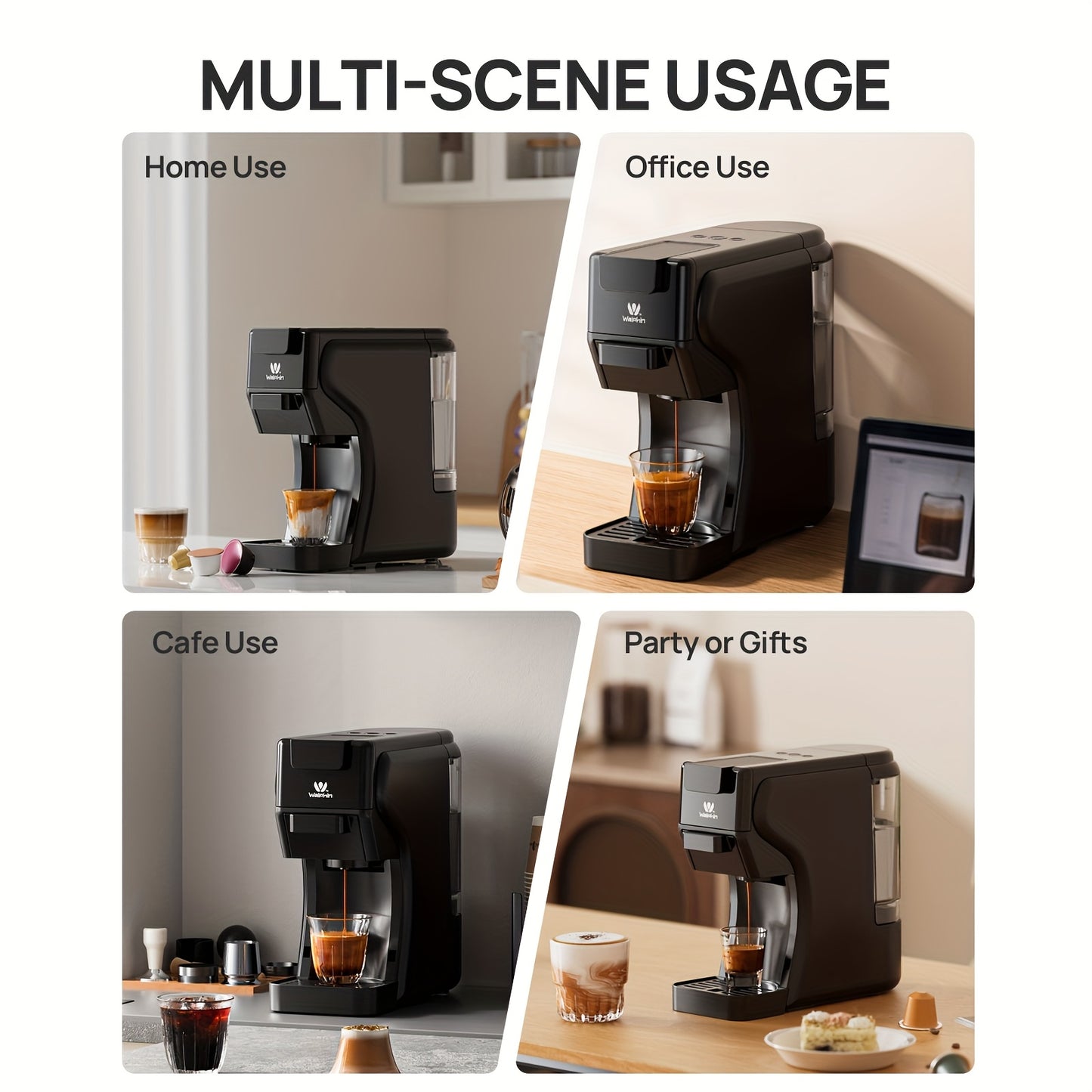 3-in-1 Koffiemachine – Espressozetapparaat – Cappuccinomachine – Latte Macchiato Maker – Capsule Koffiezetter – 19 Bar Drukpomp – Geschikt Voor Dolce Gusto, Nespresso & Gemalen Koffie – Compact Zwart Design