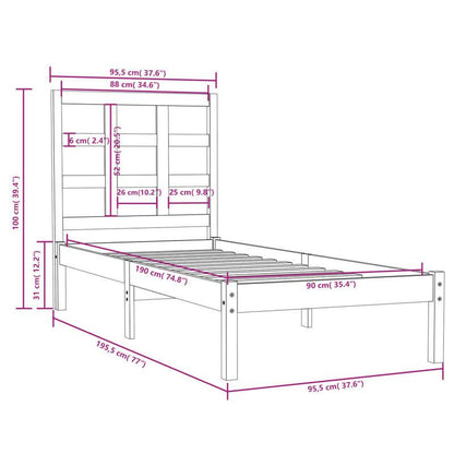 solid wood bed White 90x190cm Practical Removable