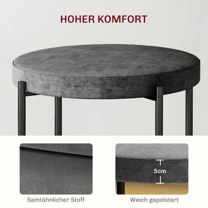 Eetkamerstoel – Stoel – Kuipstoel – Dinerstoel – Keukenstoel – Set Van 4 – Grijs Velours – Stapelbaar – Comfortabele Gevoerde Zitting – Donkerbruine Poten