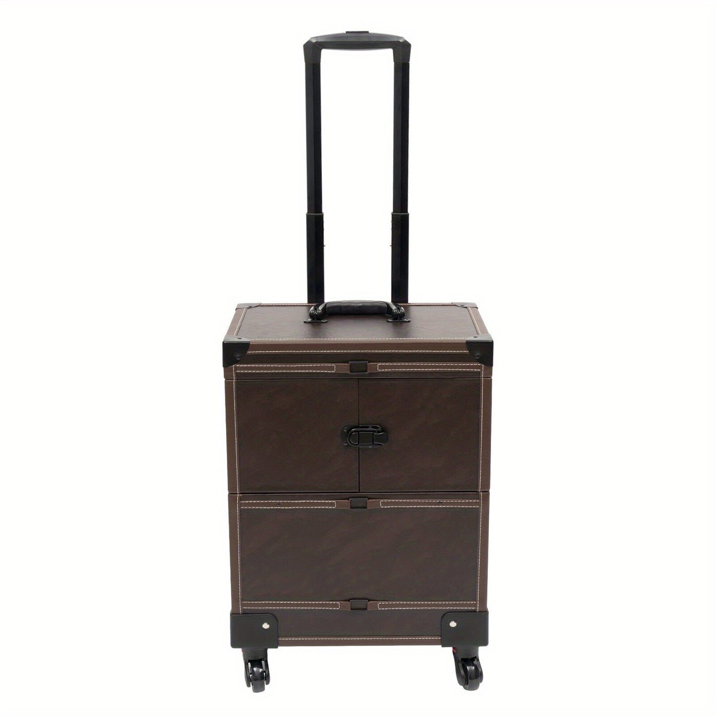 Make-up trolley – Make-up koffer – Beauty trolley – Rolling case – Cosmetica organizer – Koffiebruin – Duurzaam PU materiaal – 6 uitschuifbare trays