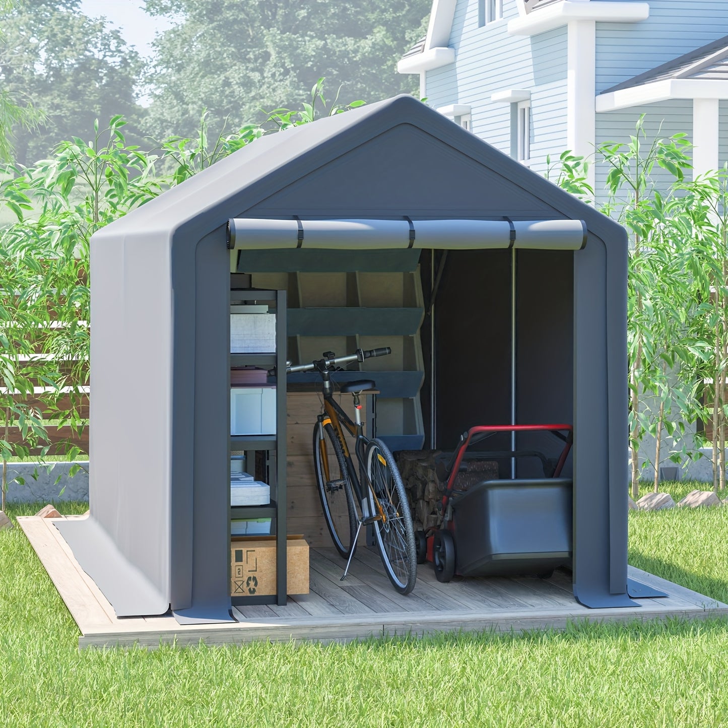 Buitenberging – Tuinberging – Opslagtent – Fietsenberging – Gereedschapsschuur – Extra Ruim 296x190x200 cm – Gegalvaniseerd Stalen Frame & UV- en Waterbestendig PE Dak