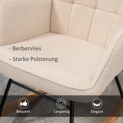 Retro Schommelstoel – Schommelstoel – Schommelstoel Met Armleuning – Relaxstoel – Houten Schommelstoel – Massief Hout – Compact Formaat 98x71x101 cm – Beige