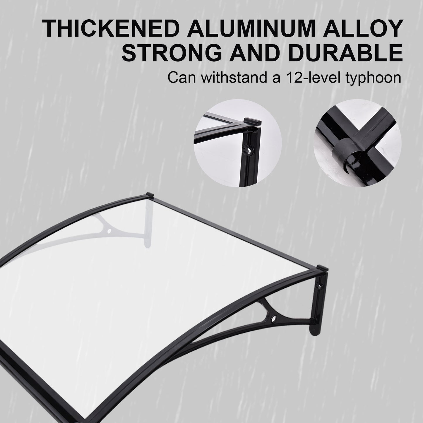 Aluminium Zonnescherm – Uitbreekbaar Zonnescherm – Deurzonnescherm – Raamzonnescherm – Balkonoverkapping – 100x203 cm – Duurzaam Aluminium Frame – Waterafvoer Goot