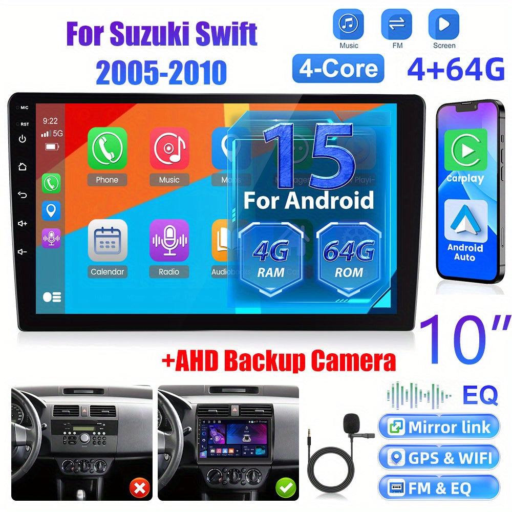 Android Autoradio – Car Audio – Multimedia Speler – Navigatiesysteem – Touchscreen Radio – 10 Inch 1080P HD – Draadloze Carplay & Android Auto