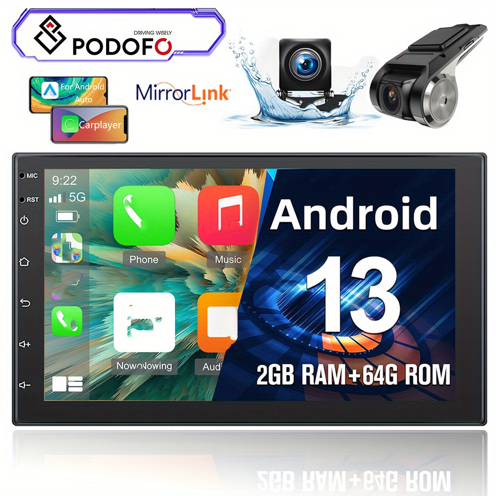 Autoradio – 2DIN Autoradio – Multimedia Speler – Navigatiesysteem – Touchscreen Radio – 7 Inch IPS Scherm – Draadloze CarPlay & Android Auto – Inclusief Achteruitrijcamera