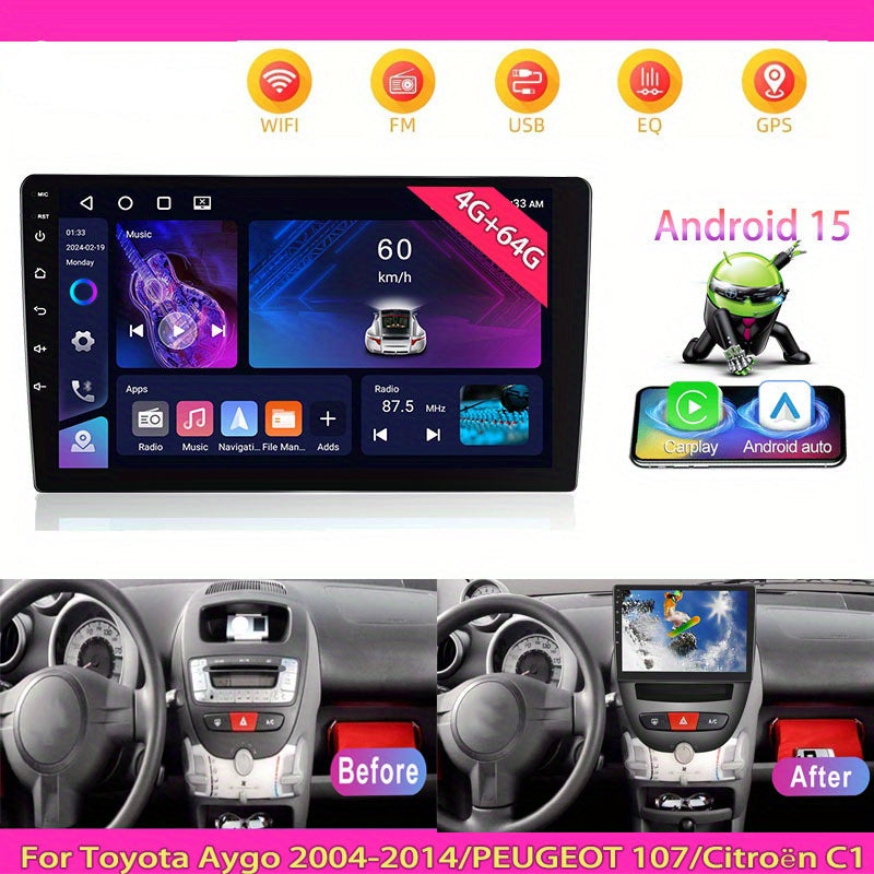 Autoradio – Android Autoradio – 2-DIN Autoradio – Carplay Radio – DAB+ Radio – 10,1 Inch Touchscreen – Draadloos CarPlay & Android Auto