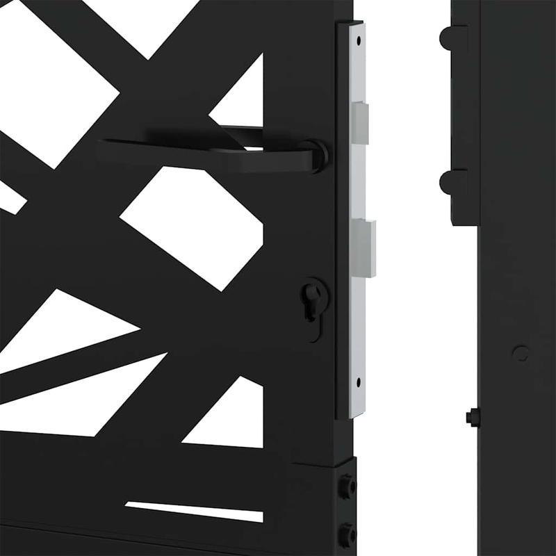 Metalen Poort – Tuinpoort – Buitenhek – Terraspoort – Afscheiding – Zwart Mat – 105x105 cm – Duurzaam Geometrisch Design