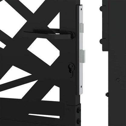 Metalen Poort – Tuinpoort – Buitenhek – Terraspoort – Afscheiding – Zwart Mat – 105x105 cm – Duurzaam Geometrisch Design