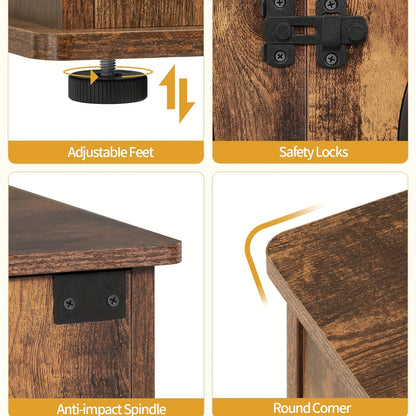 Hondenbench – Hondenkooi – Hondenkast – Hondenhok – Huisdierenbench – Retro Bruin – 3-Deurs Boogvormige Deur – Stevig Houten Meubel – 108 x 64 x 76 cm