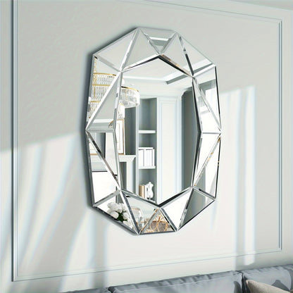 Wandspiegel – Spiegel – Muurspiegel – Badkamerspiegel – Decoratieve Spiegel – Onregelmatig Ontwerp – Facetrand Diamantvorm – 72x100 cm – Hoogwaardig Glas