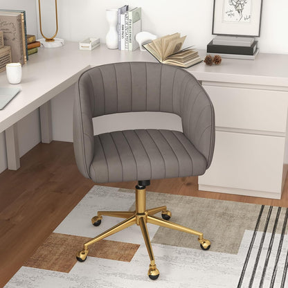 Make-up Stoel – Kaptafel Kruk – Draaistoel – Bureaustoel – Visagie Kruk – Fluwelen Bekleding – Verstelbare Zithoogte – 360° Draaibaar Met Wieltjes