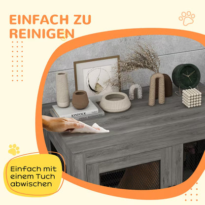 Hondenbench – Hondenkooi – Puppybench – Hondenhuis – Hondenhok – Grijs – Met Opbergruimte – Waterbestendig Kussen